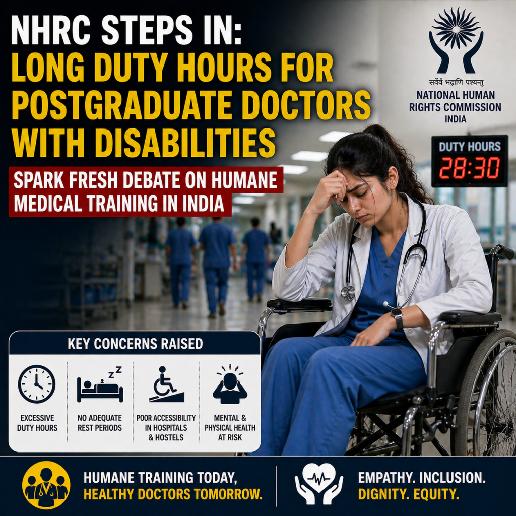 NHRC Steps In: Long Duty Hours for Postgraduate Doctors with Disabilities Spark Fresh Debate on Humane Medical Training in India