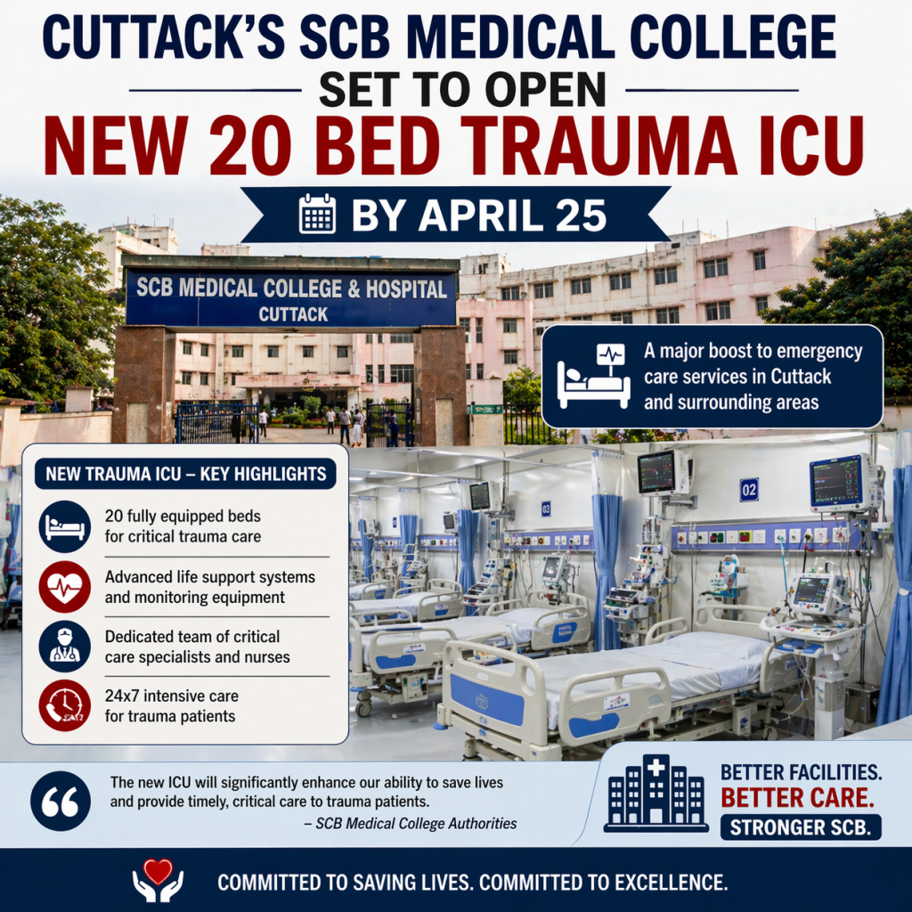 Cuttack’s SCB Medical College Set to Open New 20 Bed Trauma ICU by April 25