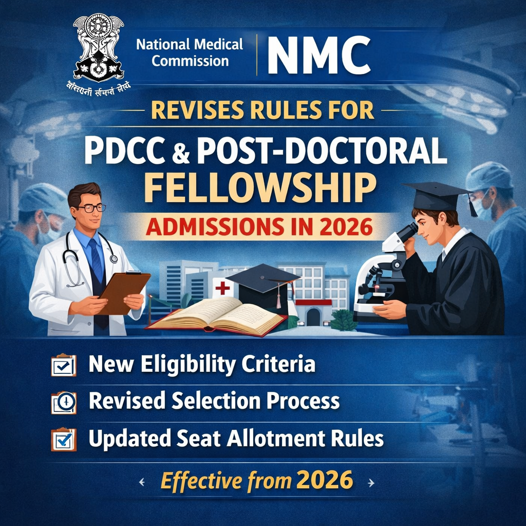 NMC Updates PDCC and Fellowship Admission Guidelines, More Opportunities for Doctors in 2026