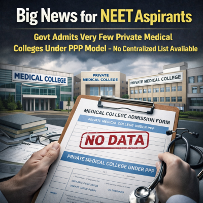 Big News for NEET Aspirants: Govt Admits Very Few Private Medical Colleges Under PPP Model, No Centralized List Available