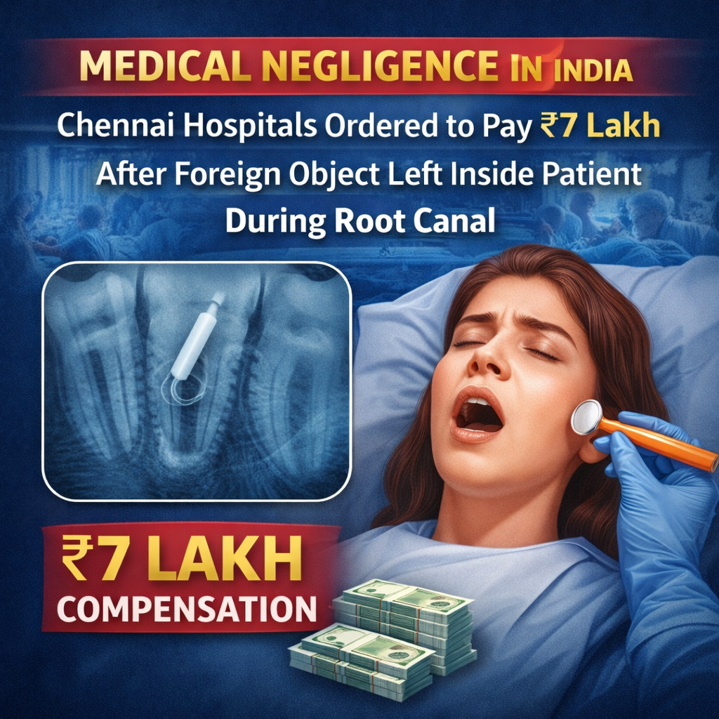 Medical Negligence: Foreign Object Swallowed During Root Canal Leads to ₹7 Lakh Penalty on Chennai Hospitals