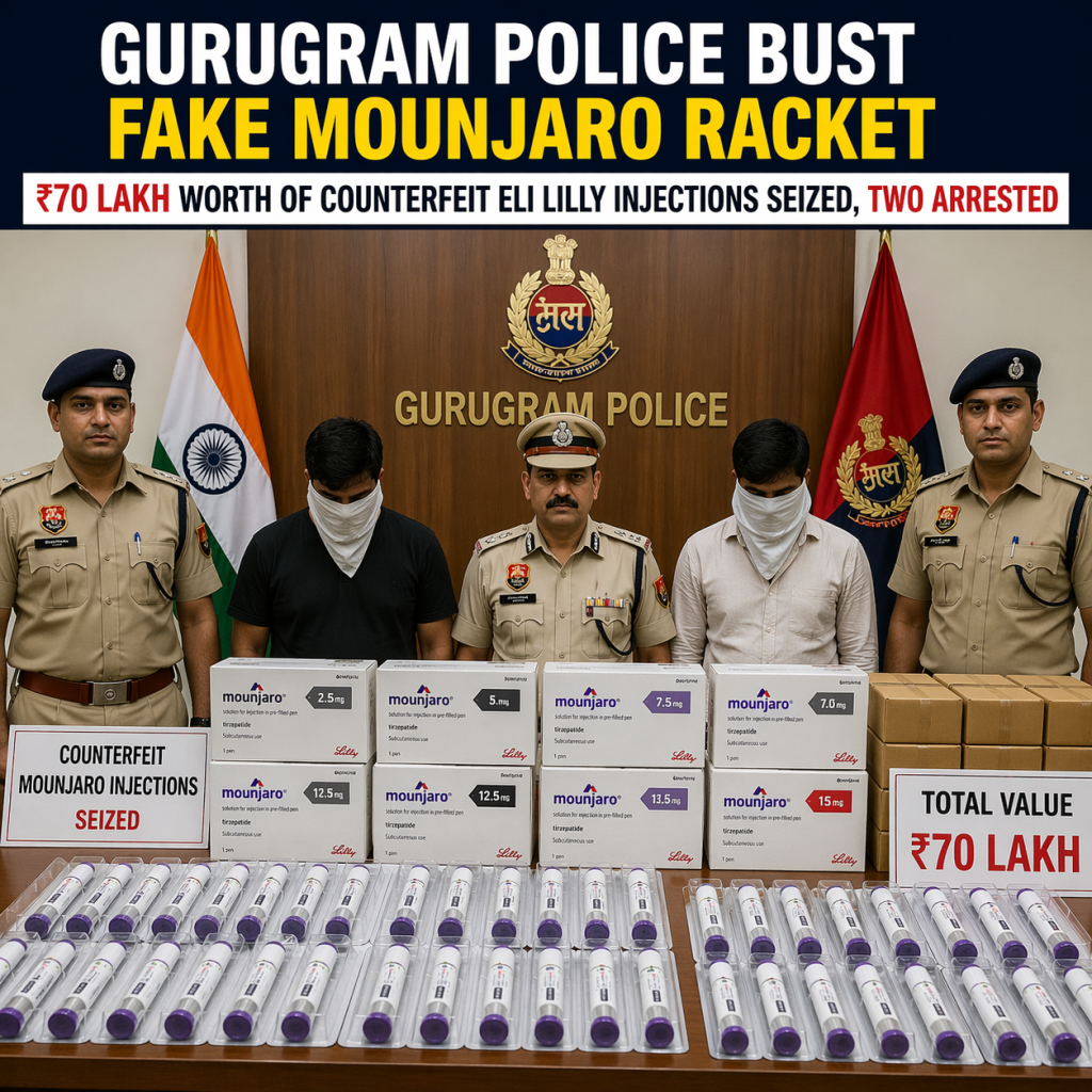 Gurugram Police Bust Fake Mounjaro Racket: ₹70 Lakh Worth of Counterfeit Eli Lilly Injections Seized, Two Arrested in major raid