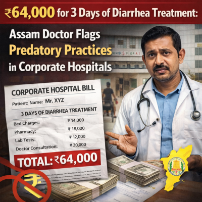 ₹64,000 for 3 Days of Diarrhea Treatment: Assam Doctor Flags Predatory Practices in Corporate Hospitals