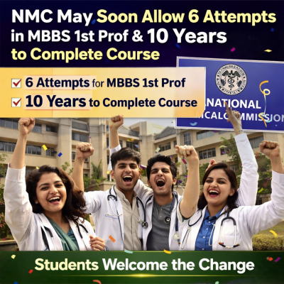NMC May Soon Allow 6 Attempts in MBBS 1st Prof & 10 Years to Complete Course, Students Welcome the Change