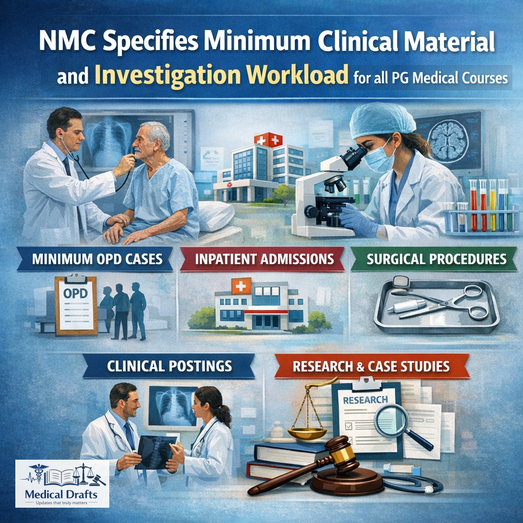 Breaking: NMC Specifies Minimum Clinical Material and Investigation Workload for All PG Medical Courses