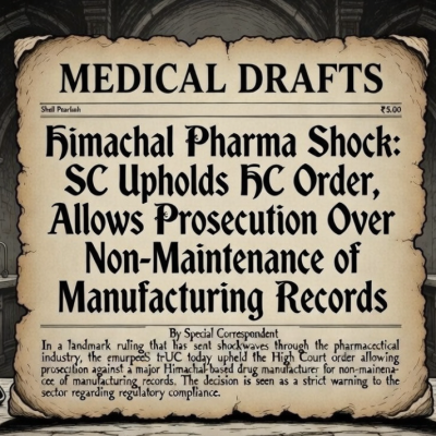 Himachal Pharma Shock: SC Upholds HC Order, Allows Prosecution Over Non-Maintenance of Manufacturing Records